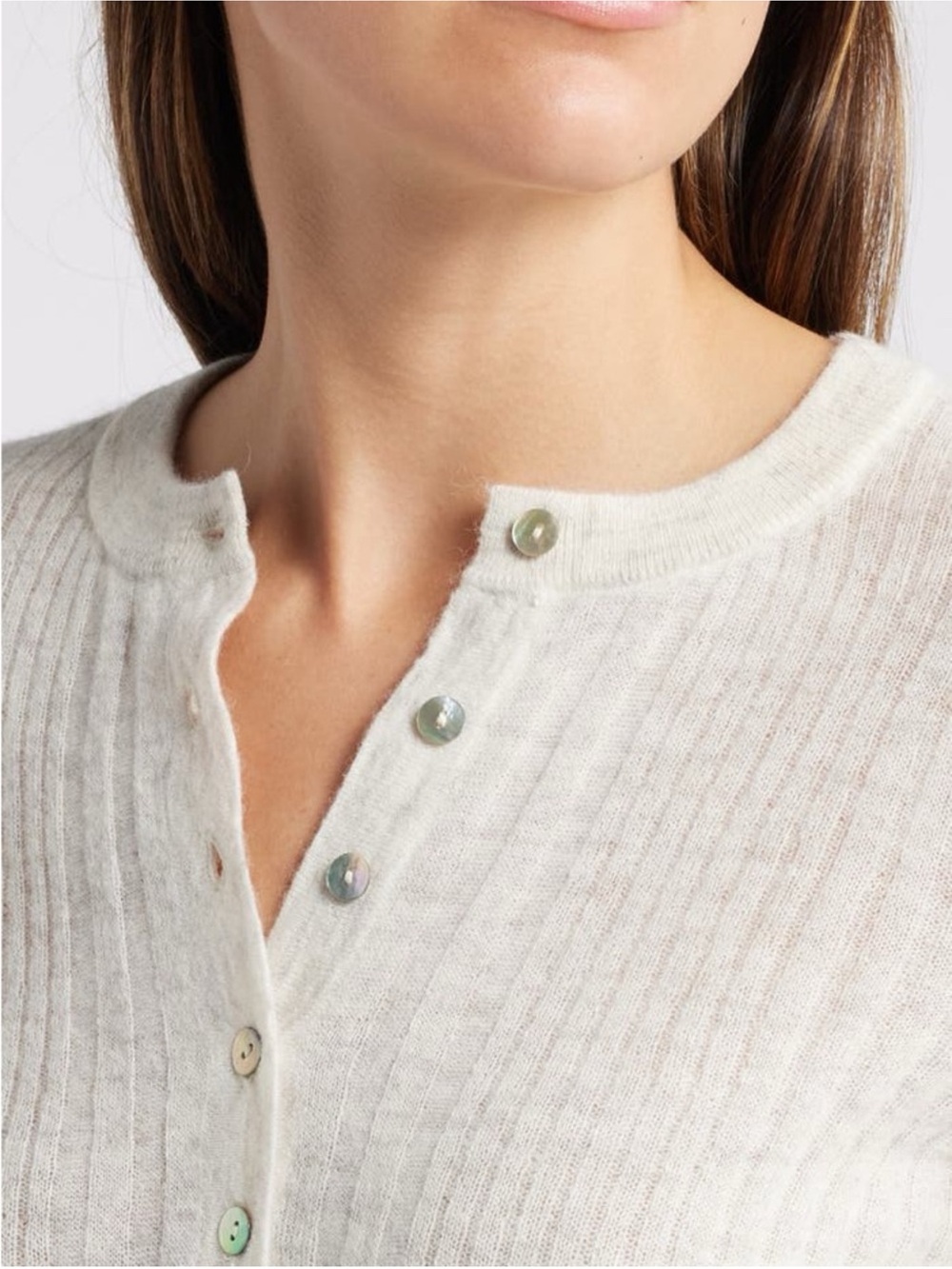 Alpaca Blend Ribbed Henley Sweater - Picture 4 of 10